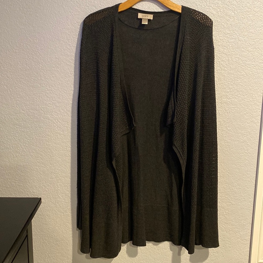 Gray Weave Cardigan- Loft